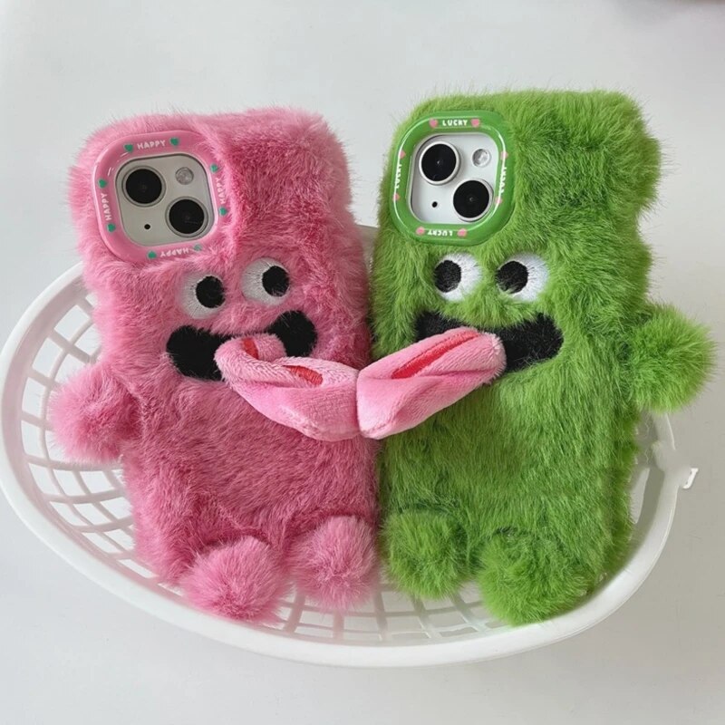 Playful Pair Plush Monster iPhone Case - Image 2