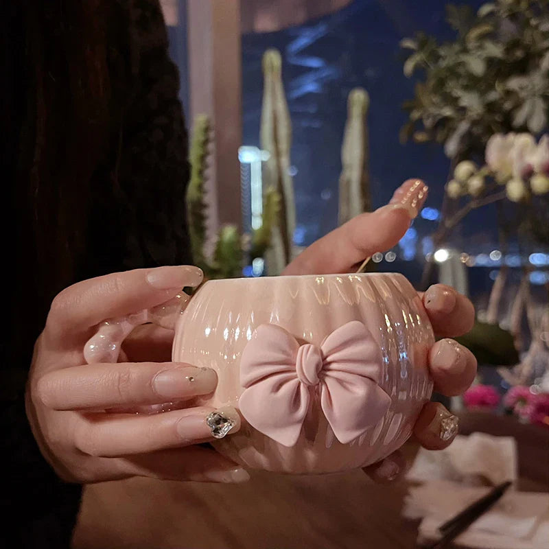 Pastel Bowknot Ribbed Teacup - Image 2