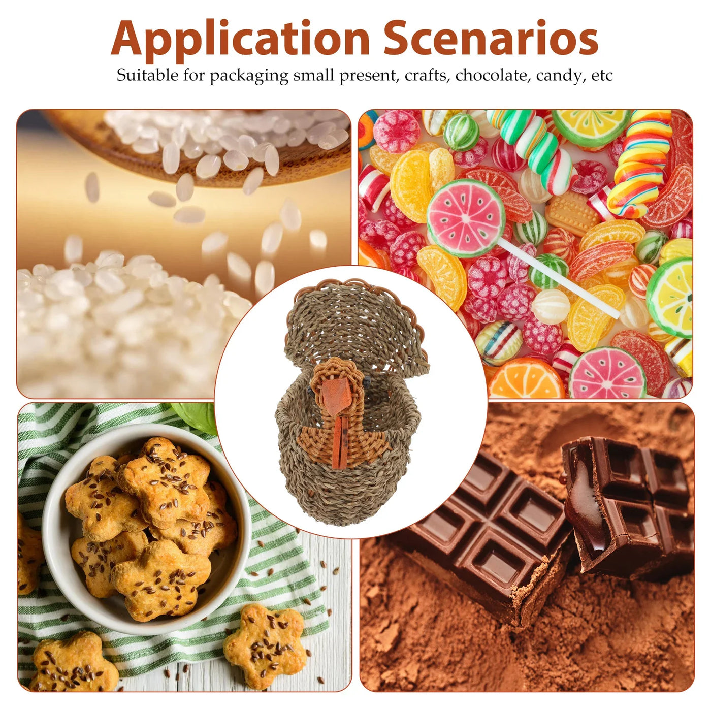 Handcrafted Natural Woven Turkey Shape Basket - Image 3