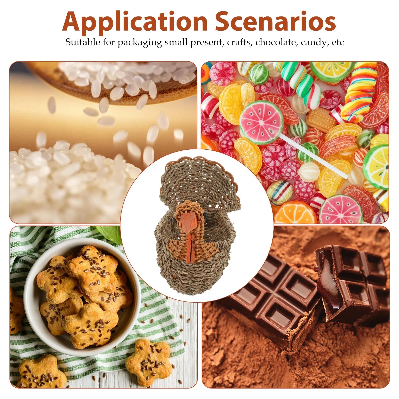 Handcrafted Natural Woven Turkey Shape Basket - Image 3