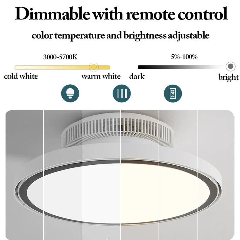 Modern Full Spectrum Invisible Blade LED Ceiling Fan Lamp - Image 3