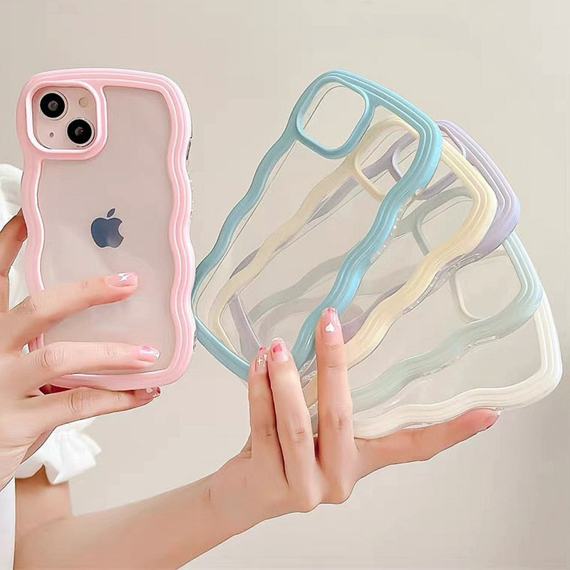 Wavy Art Clear Soft iPhone Case - Image 0