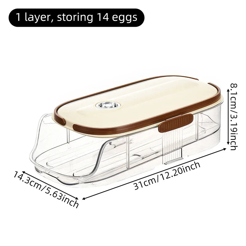 Fridge Organizer Automatic Rolling Transparent Egg Storage Box