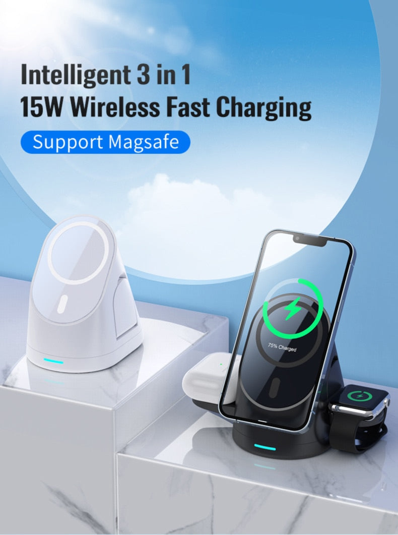 3in1 Space Station Magnetic Wireless Charger Stand