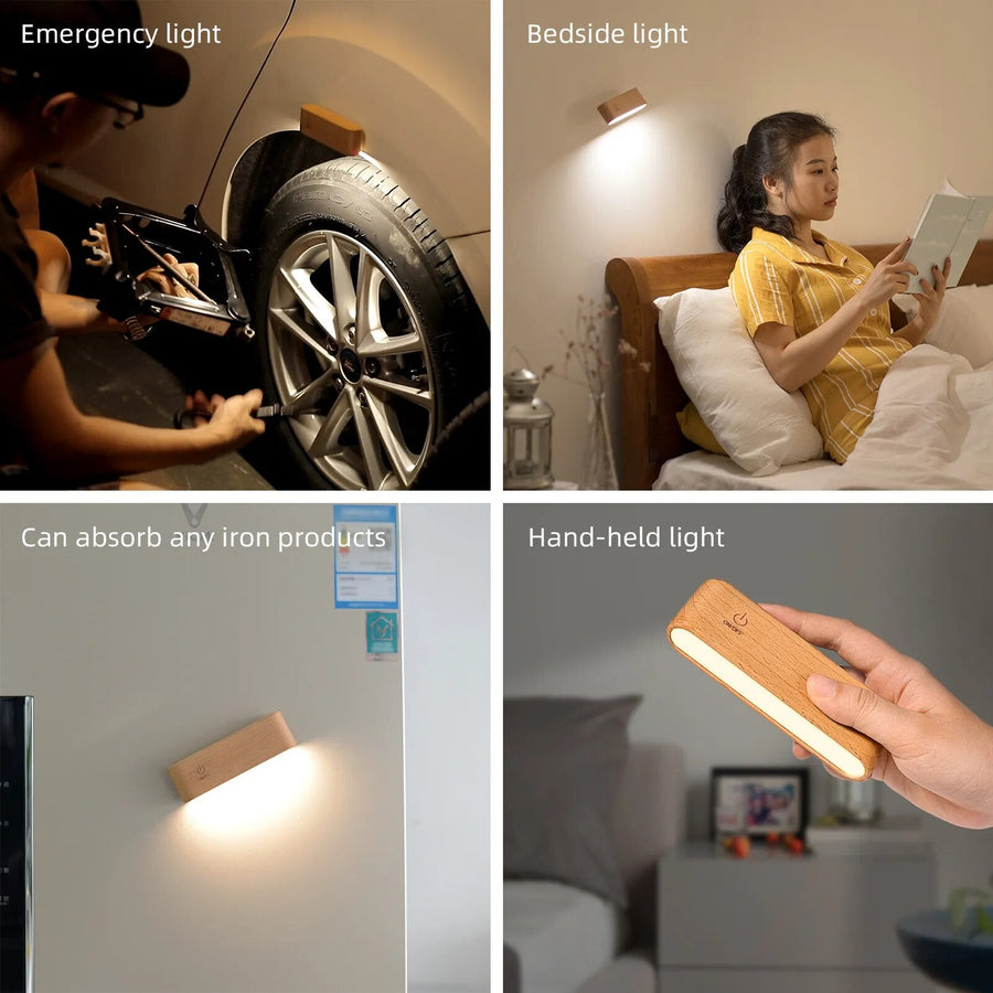 Rotatable Magnetic Wooden Rechargeable LED Night Lamp - Image 5