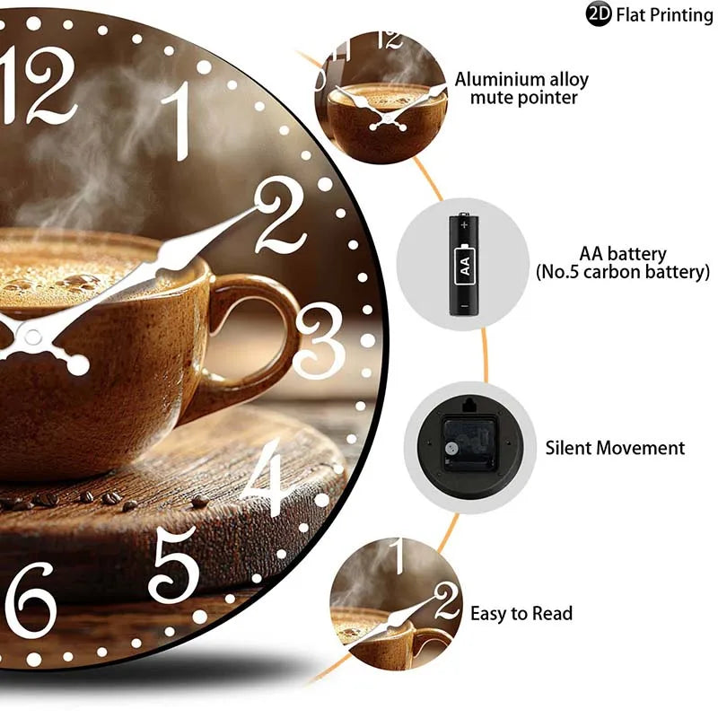 Cafe Inspired Coffee Wall Clock - Image 5
