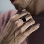 Black Storm Stone Stainless Steel Ring