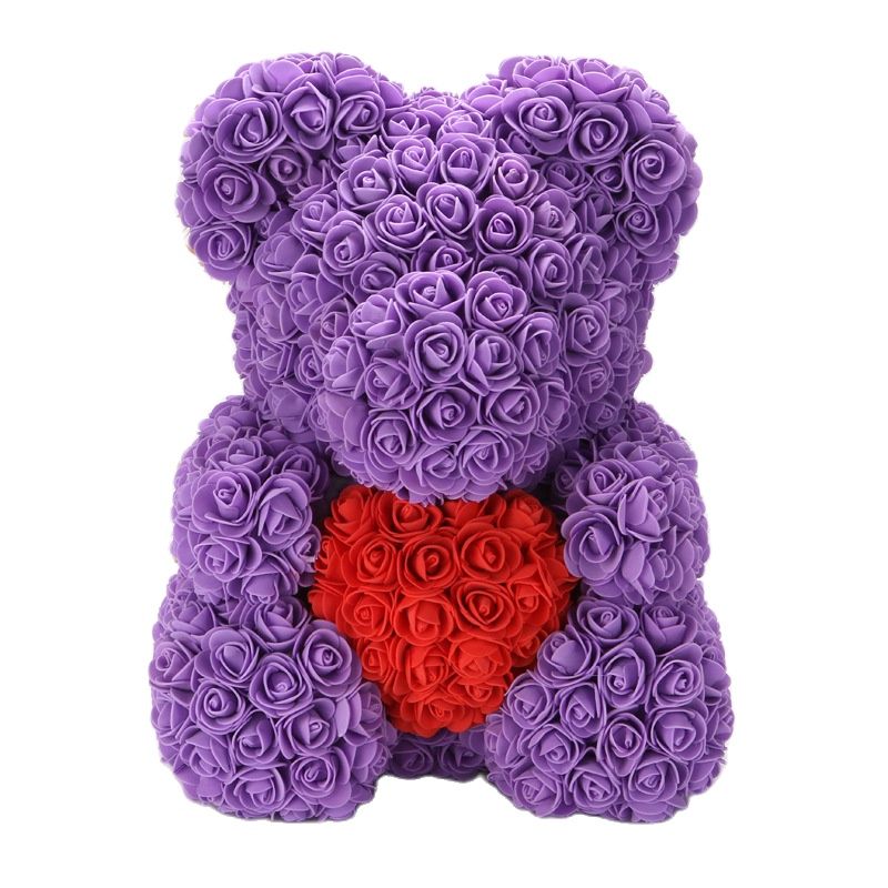 Artificial Rose Flowers Teddy Bear - Image 3