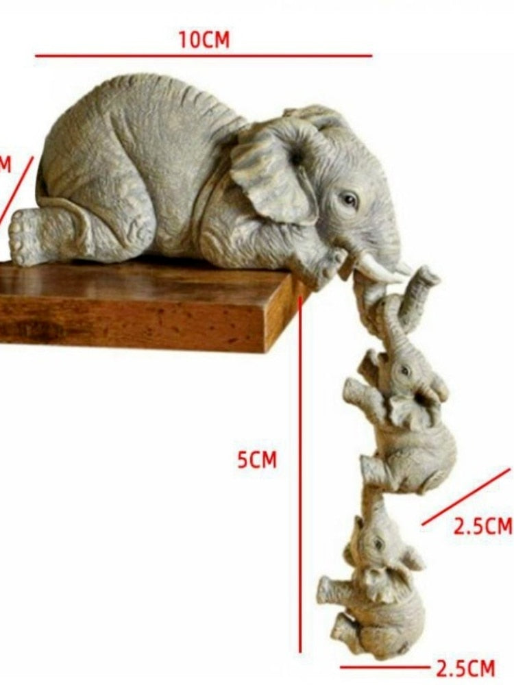 Elephant Family Cute Resin Home Decor