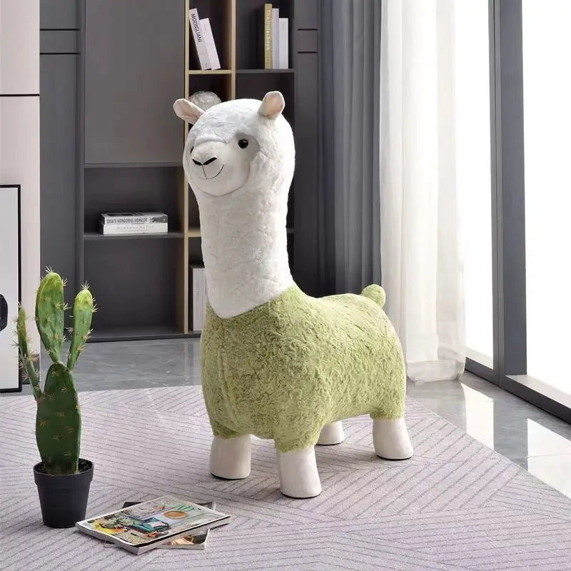 Fluffy Lama Door Entryway Decor Stool - Image 11