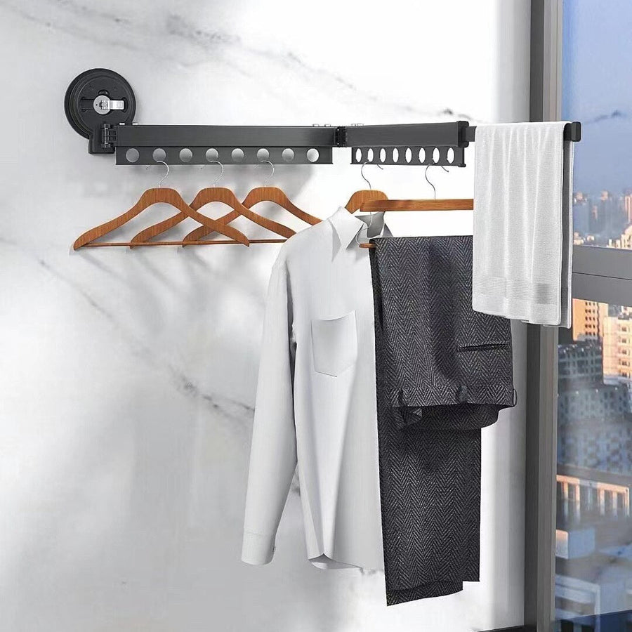 Easy Hang Wall-Mounted No-Punch Retractable Laundry Rack - Image 0