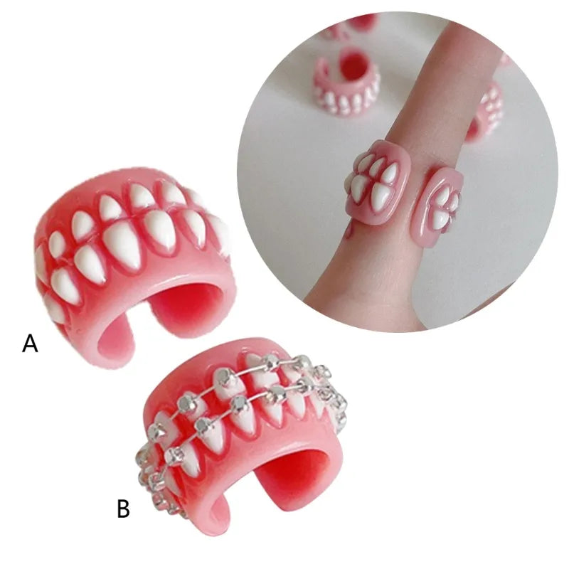 Resin Creative Love Bite Teeth-Shaped Rings - Image 3