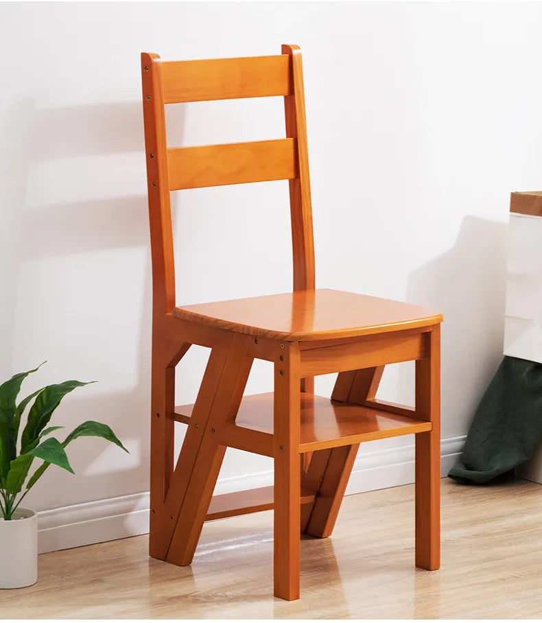 Multifunctional Transformable Ladder Wooden Chair - Image 3