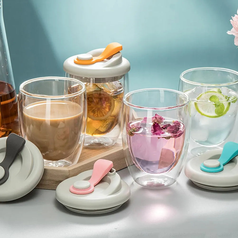Leak-Proof Double Wall Glass Transparent Mug - Image 2