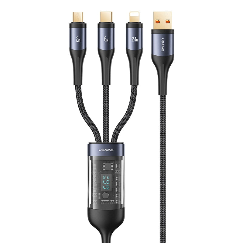 3in1 Digital Display Quick Charging Universal Charging Cable