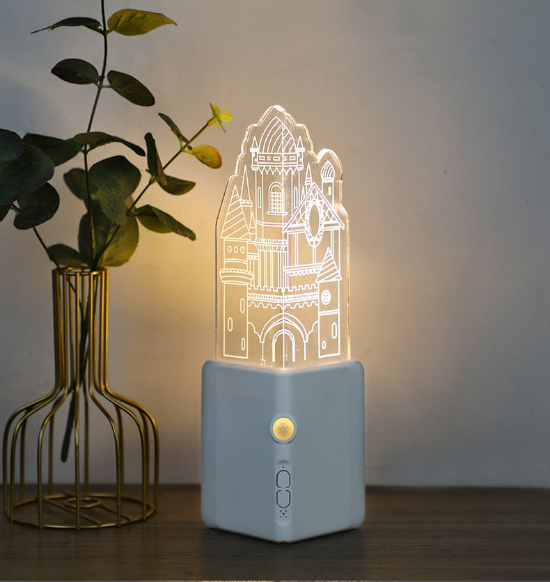 3D LED Rechargeable Wall Night Lamp