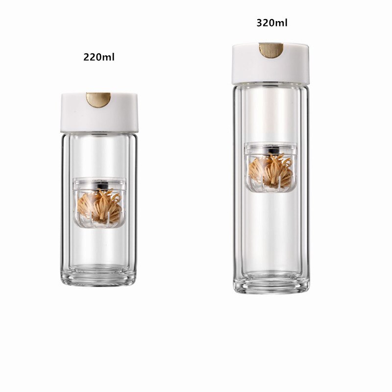 Double Wall Glass Magnetic Tea Infuser Bottle