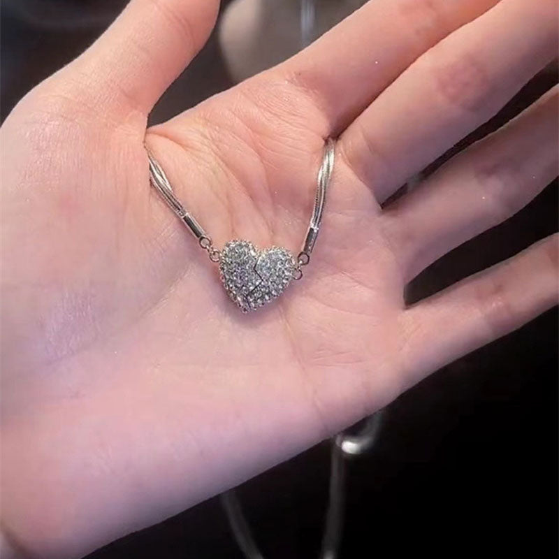 Ice Love Magnetic Zircon Heart Necklace - Image 5
