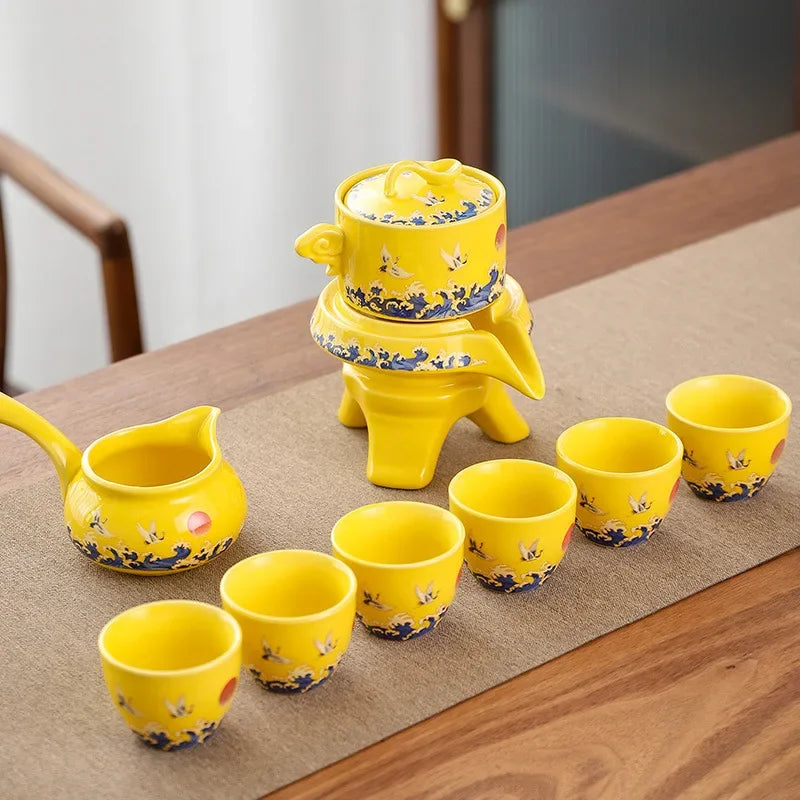 Royal Golden Porcelain Dragon Flow Tea Set - Image 4
