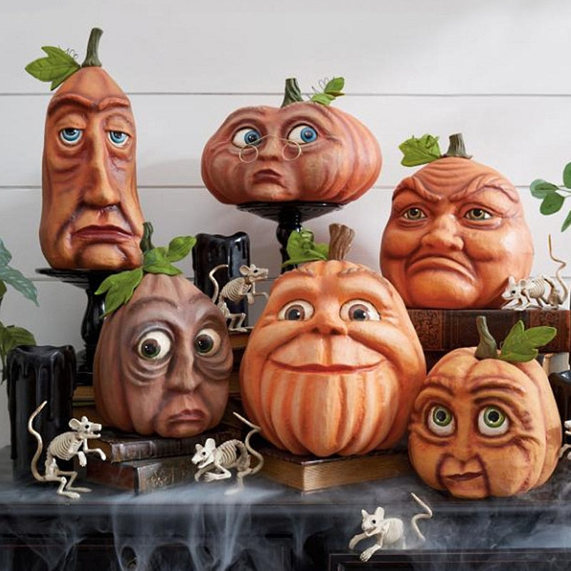 Expressive Pumpkin Faces Halloween Decoration - Image 0