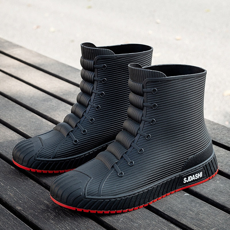 Rain Rider Slip-On Rubber Stylish Waterproof Boots - Image 9