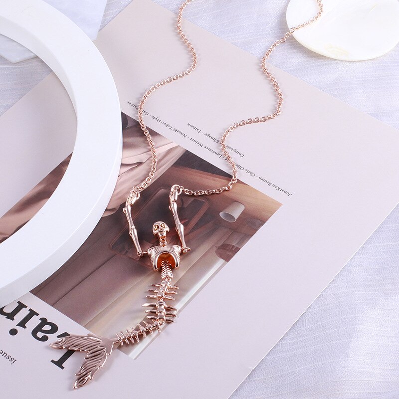 Gothic Mermaid Skull Necklace - Image 4