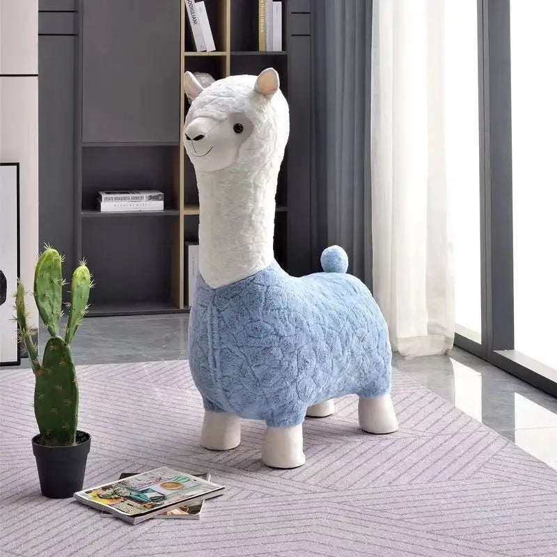 Fluffy Lama Door Entryway Decor Stool