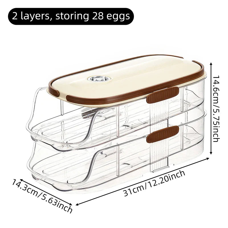 Fridge Organizer Automatic Rolling Transparent Egg Storage Box