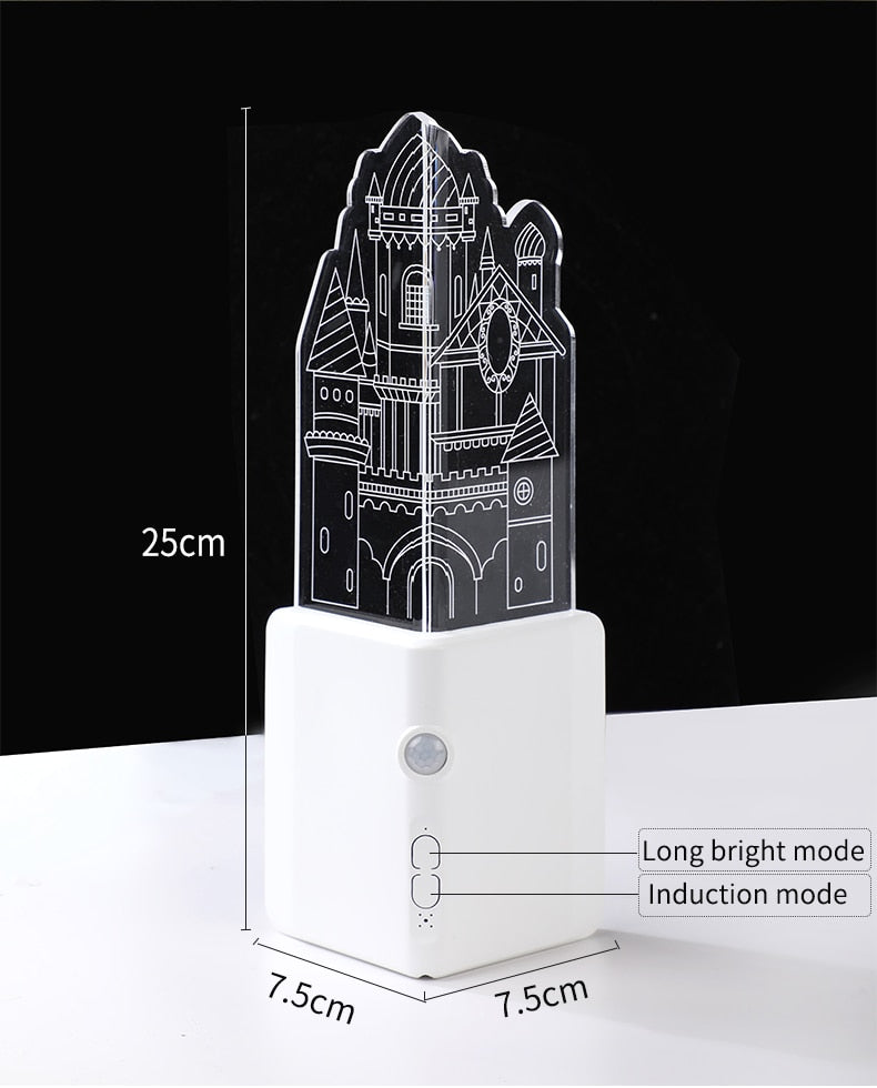 3D LED Rechargeable Wall Night Lamp