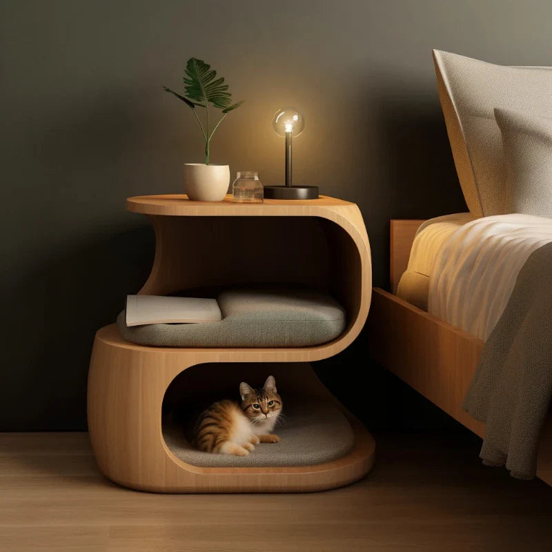 Integrated Cat Bed Nightstand