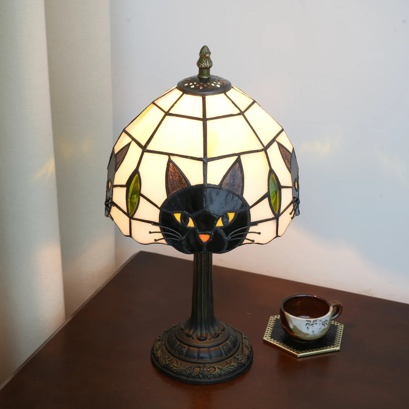 Midnight Cat Stained Glass Table Lamp - Image 6