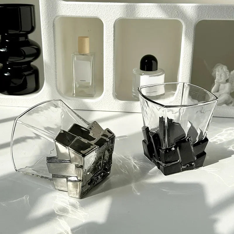 Geometric Onyx Base Glass Cup - Image 1