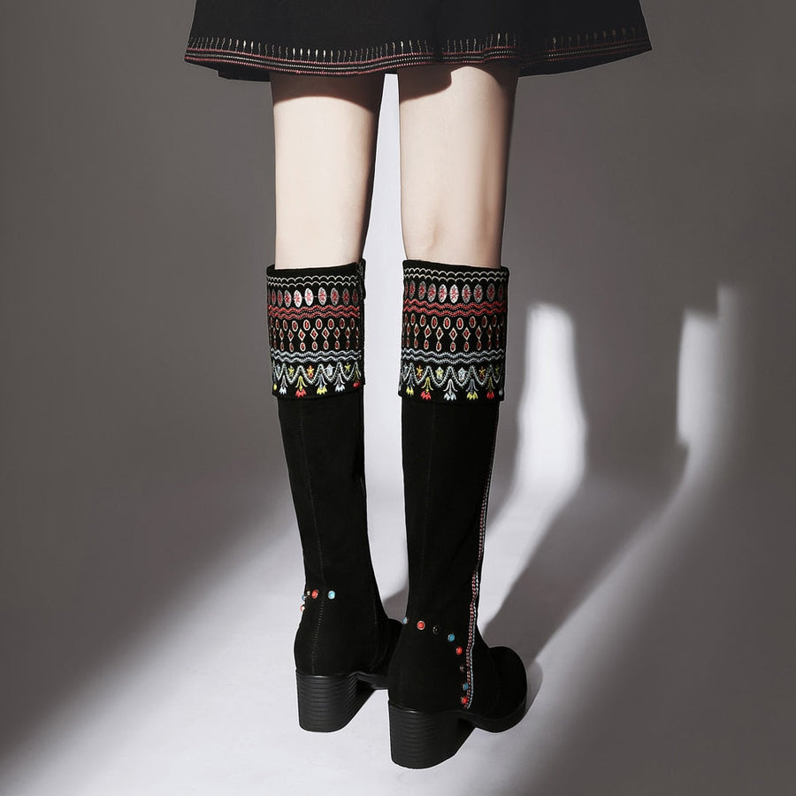 Colorful Low Heel High Sleeve Winter Boots - Image 4
