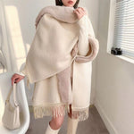 Wearable Blanket Women Lining Long Poncho