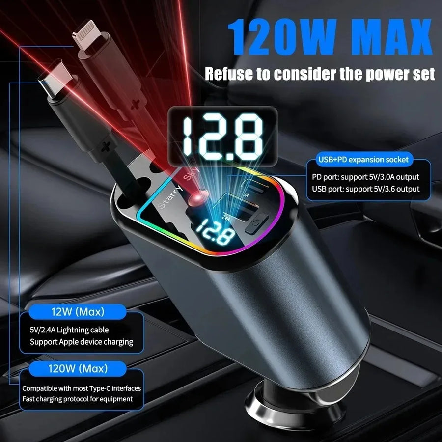Starry Sky Retractable Cable Car Projector Charger - Image 7