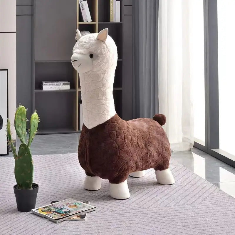 Fluffy Lama Door Entryway Decor Stool - Image 7