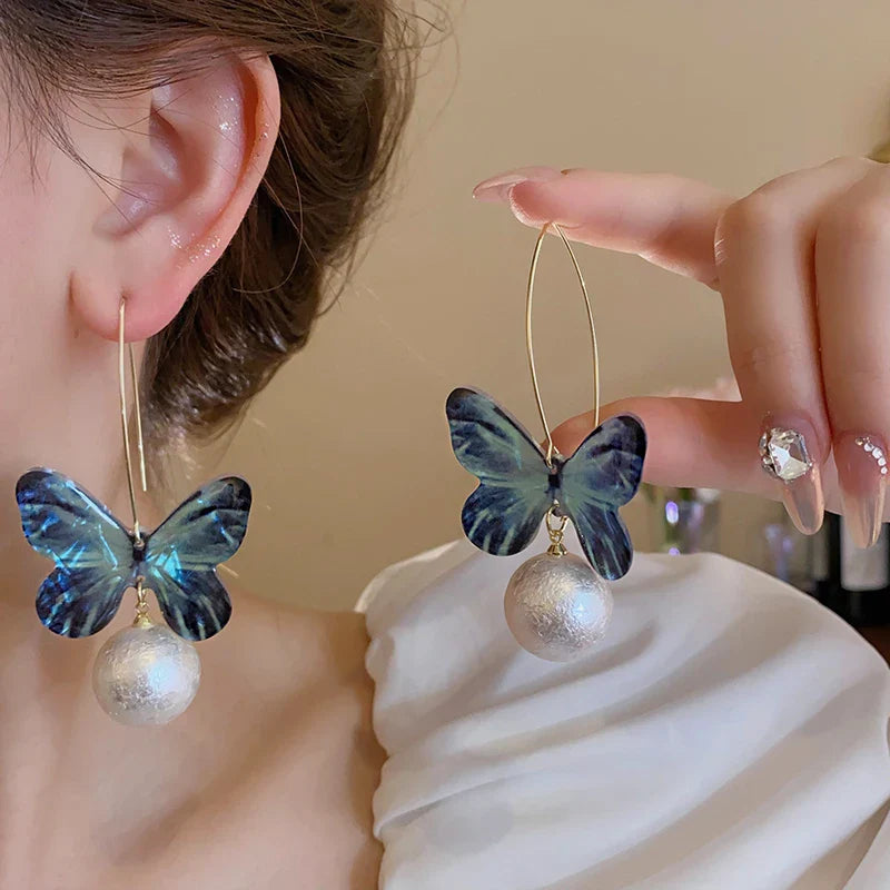 Black Hollow Butterfly Dangle Earrings - Image 7