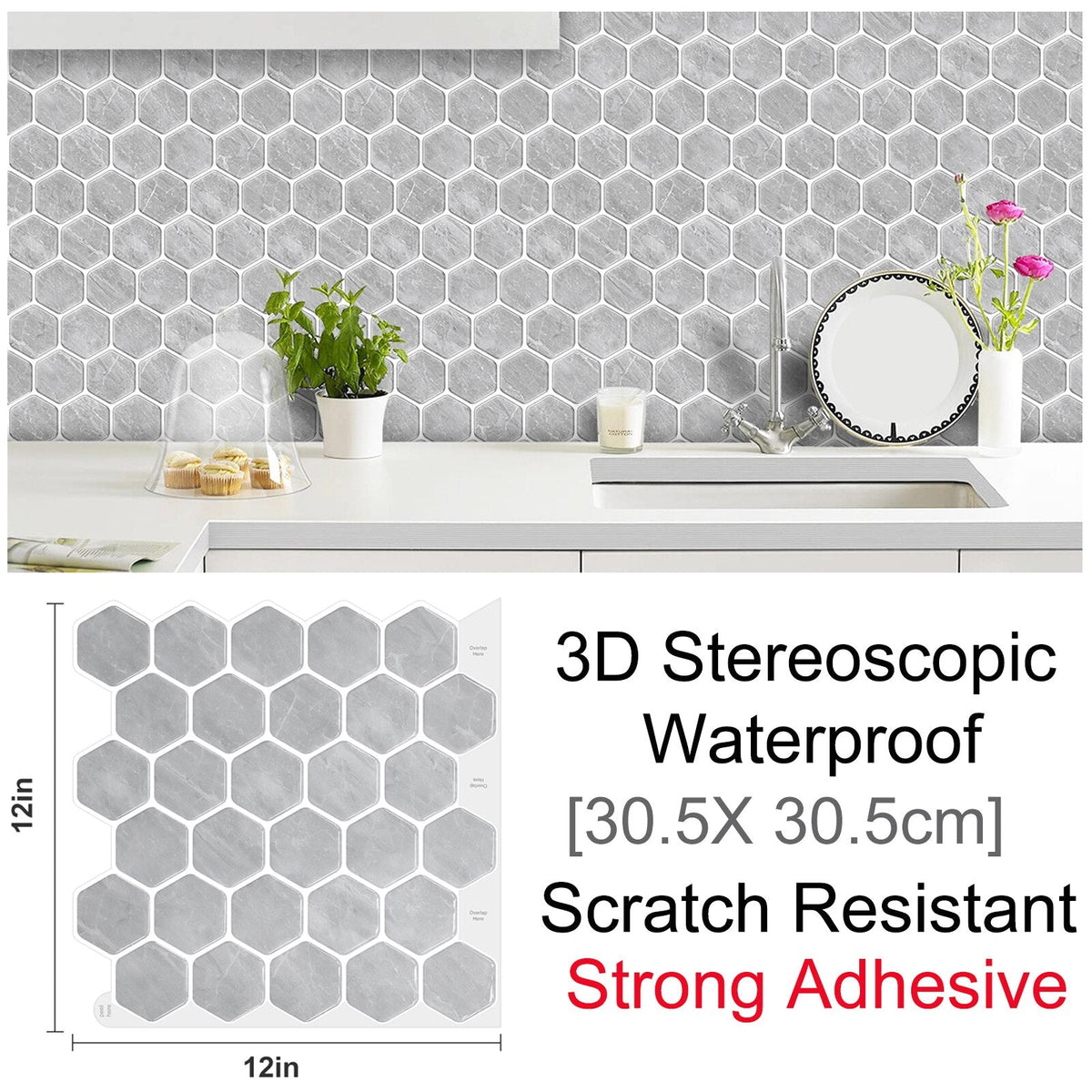 3D Self-Adhesive Hexagonal Wall Stickers