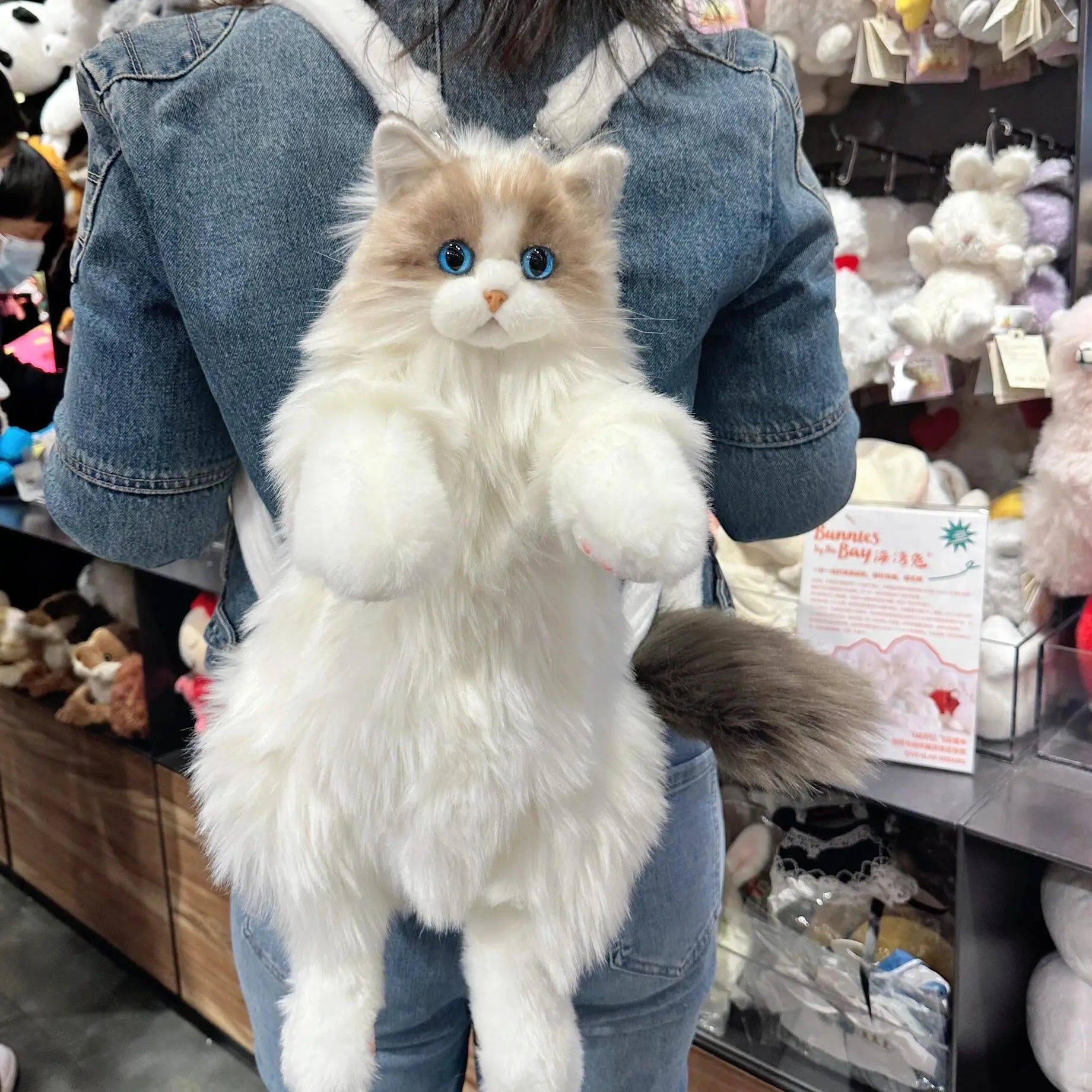 Realistic Cute Plush Cat Backpack - Image 2