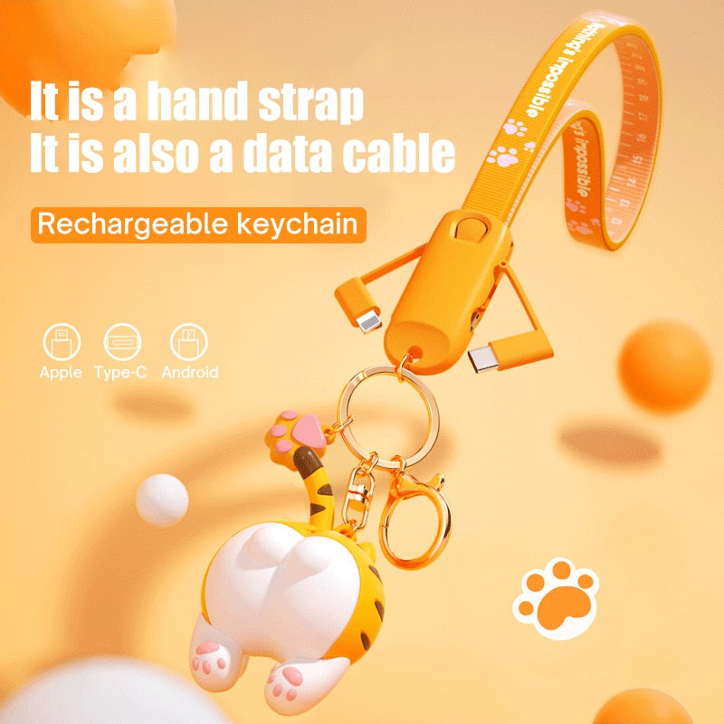 Cute Cat Universal Phone Charger Keychain - Image 1