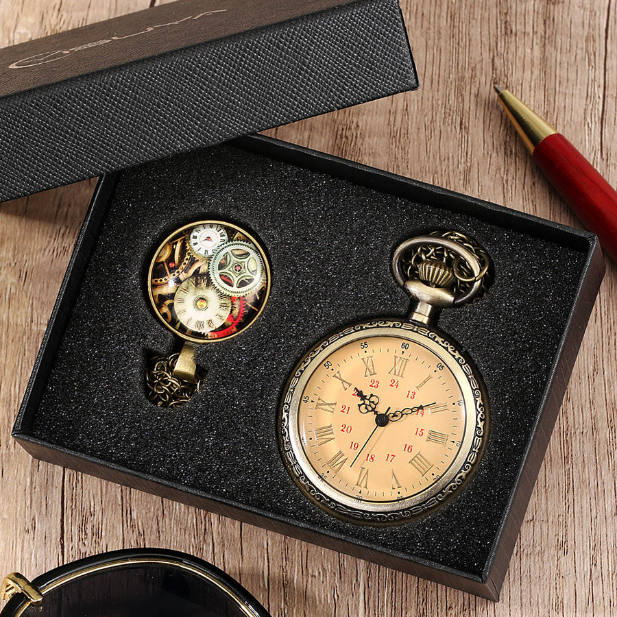 Digital Stainless Steel Pocket Watch Gift Set - Image 0