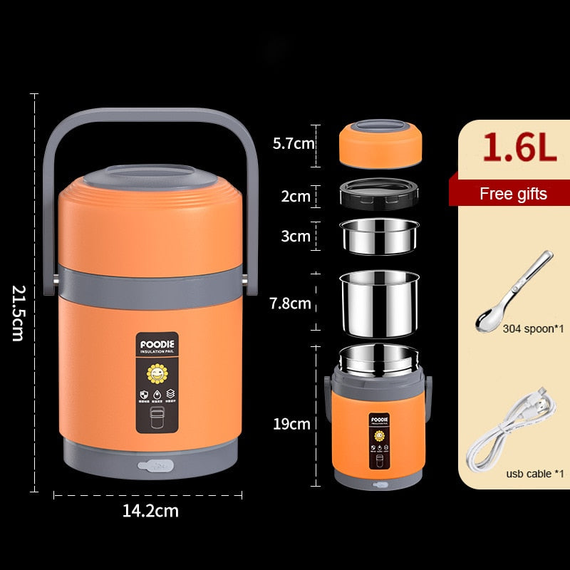 USB Heated Stainless Steel Food Warmer Lunch Box - Image 8
