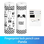 Fingerprint Lock Double Layer Cylindrical Pencil Case