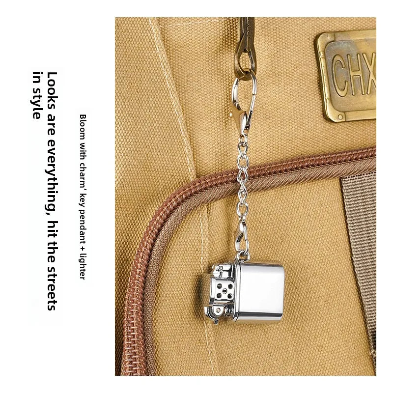 Spark Tag Metal Windproof Kerosene Keychain Lighter - Image 5