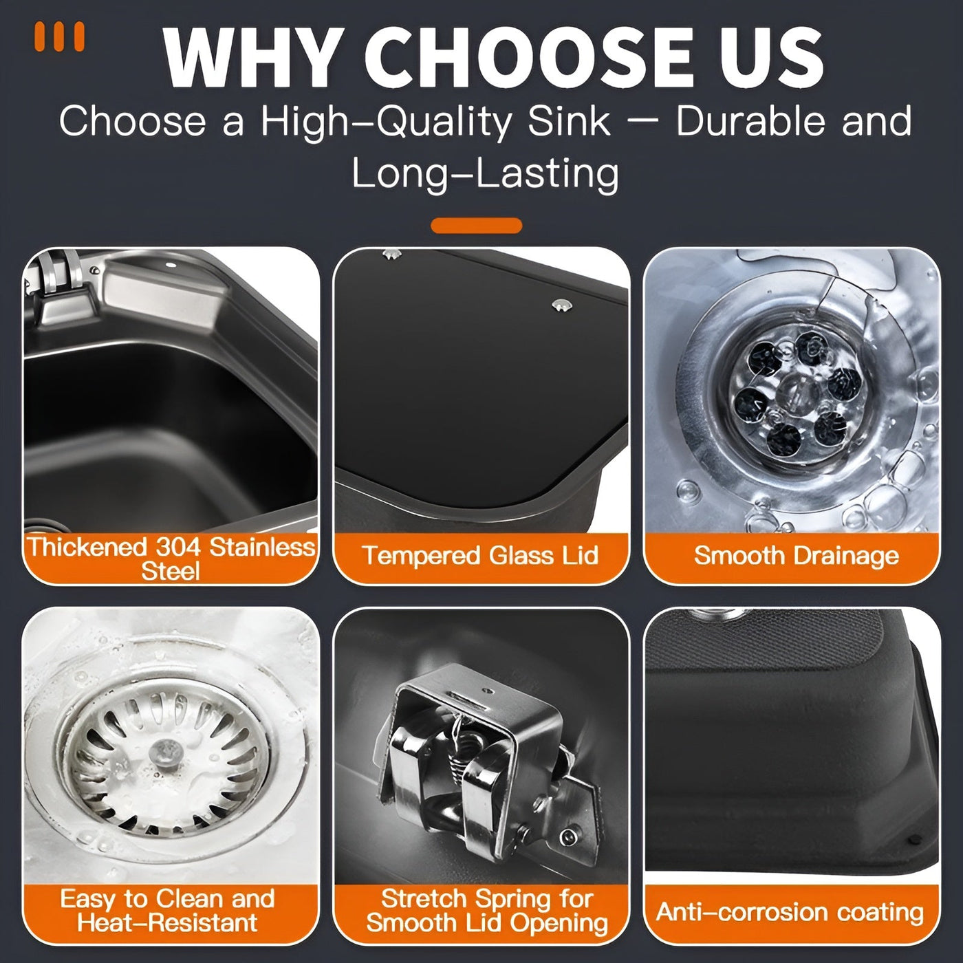 Hidden Foldable Faucet Stainless Steel Kitchen Sink - Image 3