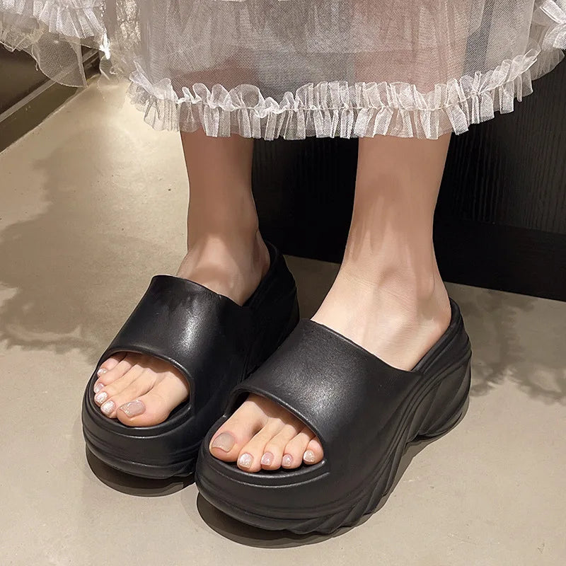 High Heel Soft Sole Platform Slippers - Image 1