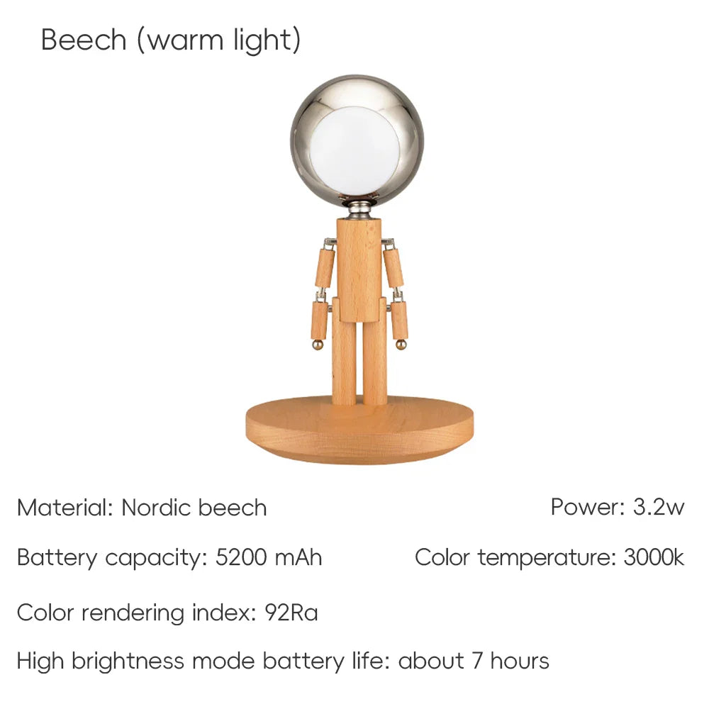 Lunar Robot Astronaut Wooden Table Lamp - Image 12