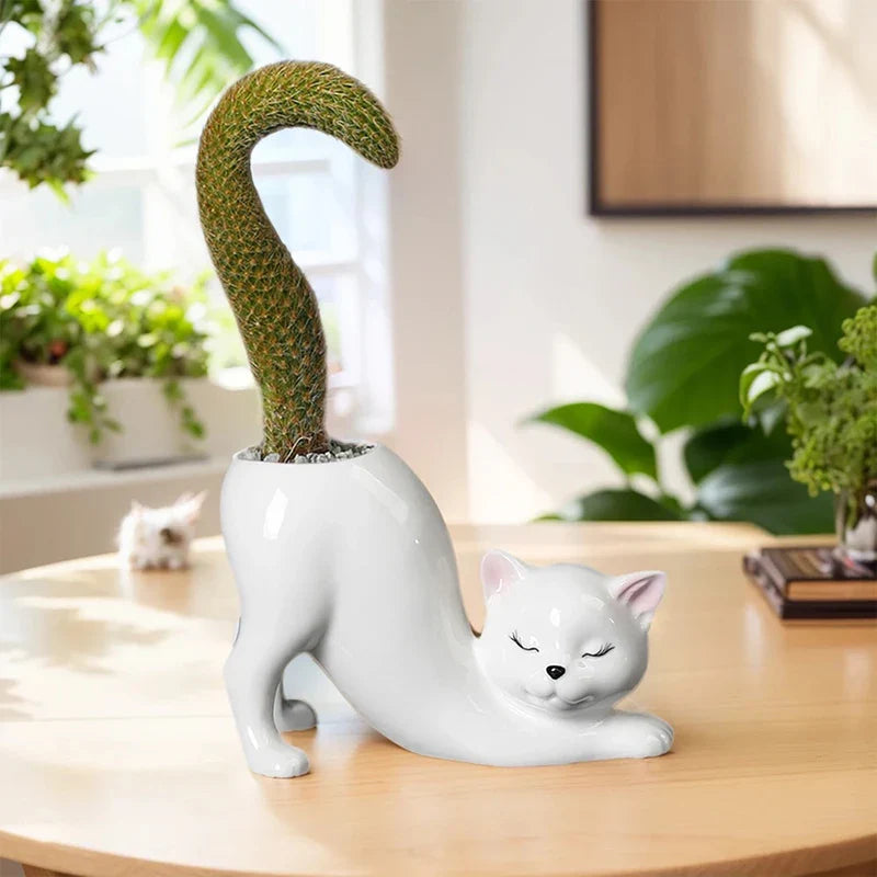 Grow a Tail Cat-Shaped Planter Vase - Image 1