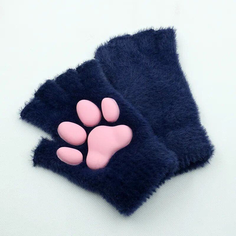 3D Cat Paw Soft Fingerless Gloves - Image 11