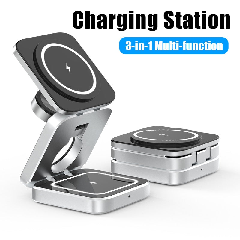 3in1 Magnetic Foldable Wireless Charger Stand Dock - Image 4